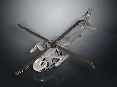 Modern Utility Helicopter 3D Rendering Featuring Rotors Cockpit And Gray Fuselage 3d model