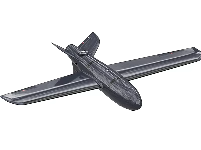 Dark Colored Fixed Wing Drone With Streamlined Body And Long Wings 3d model