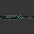 Modern Futuristic Weapon With Black Blade Red Accents And Circular Handle Design