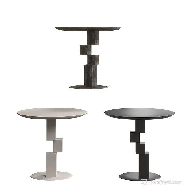 Modern Side Tables Featuring Geometric Base In Three Color Options 3d model