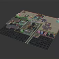 Colorful Cartoon Scene With Various Buildings Different Roof Designs Small Paths And Playful Decorations