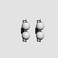 Two Wall Sconces With Double Round Shades Black Metal Frame On Gray Wall Soft Lighting
