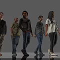 Group of Diverse People Standing Together in Casual Attire on Gray Background
