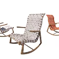 Modern Woven Leisure Chair with Wooden Frame and Rocking Design in Multiple Colors