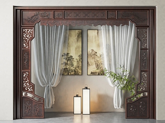 Chinese carved door 3d model