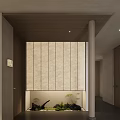 Modern Clubhouse Interior Design With Wooden Accents And Stone Wall Greenery