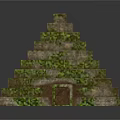 Ancient Stone Pyramid Structure With Moss Covered Steps And Layers