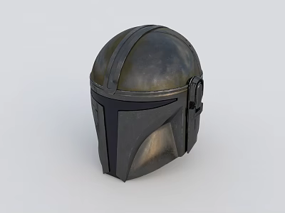 Metallic Vintage Helmet Featuring Shiny Surface Black Visor And Silver Accents 3d model