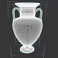 Ancient Greek Style Ceramic Vessel With Two Handles And Black Decorative Patterns