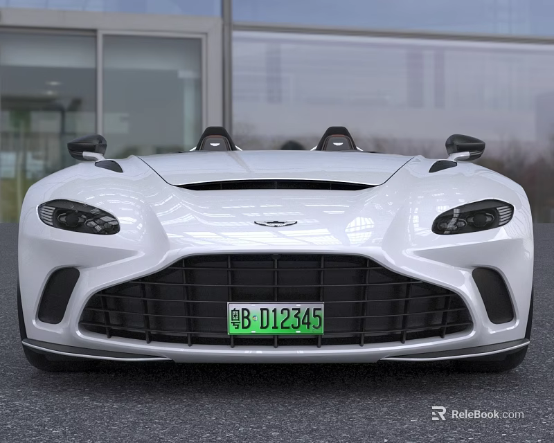 White Convertible Sports Car With Sleek Front Design And Green License Plate 3d model 