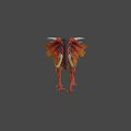 Game and Movie Mythical Creature Character With Red Skin Long White Tusks And Feathered Frills