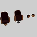 Comfortable Leisure Chair With Wooden Armrests And Red Upholstered Cushion