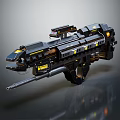 Futuristic Sci Fi Weapon With Metallic Structure Yellow Accents And Tactical Features 3d model