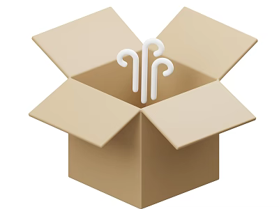 Open Cardboard Box With White Hooks Inside For Home Organization Use 3d model