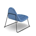 Blue Leather Leisure Chair With Stitched Backrest And Black Metal Frame