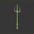 Ornate Trident Weapon With Golden Shaft Blue Prongs And Decorative Details