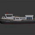 Modern Water Transport Boat With White And Gray Hull And Upper Deck Windows
