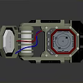 Open Weapon Device With Green Casing Internal Red And Blue Wires And Circular Panel 3d model