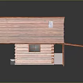Rustic Log Cabin Exterior With Sloped Roof Small Chimney Porch Bench Wooden Door and Window