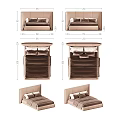 Plush Upholstered Double Bed with Beige Headboard and Soft Bed Linens in Multiple Colors