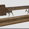 Rustic Wooden Furniture Collection With Stacked Crates Long Table And Planks