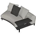 Modern Curved Light Gray Fabric Sofa With Dark Gray Pillows And Black Side Table 3d model