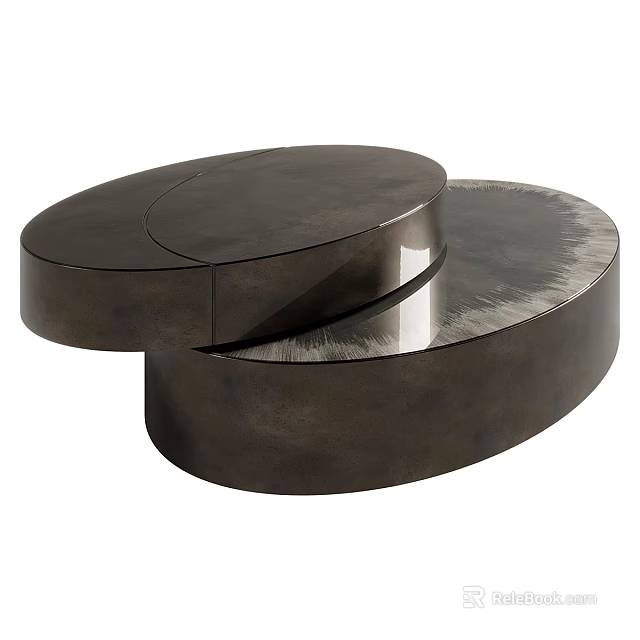 Minimalist Modern Round Dining Table With Stacked Circular Layers and Sleek Dark Finish 3d model