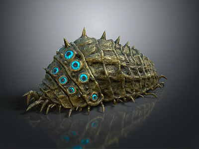 Mythical Spiked Character Creature With Blue Eyes And Metallic Armored Carapace 3d model