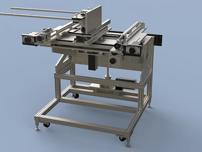 Industrial Equipment With Metal Frame Mobile Design And Mechanical Slides For Production 3d model
