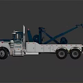 Blue And White Heavy Duty Tow Truck With Crane And Flatbed Design