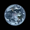 Detailed Earth Globe Displaying Surface Oceans Continents And Clouds Against Black Background