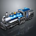 Blue Steam Locomotive Model Train With Silver Details And Yellow Accent