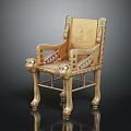 Traditional Gilded Chair With Carved Backrest Animal Head Armrests And Decorative Legs
