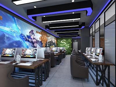 Modern Internet Cafes E-sports Internet Cafes 3d model