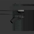 Cartoon Style Command Center Scene With Round Green Table Black Chairs And Stairs