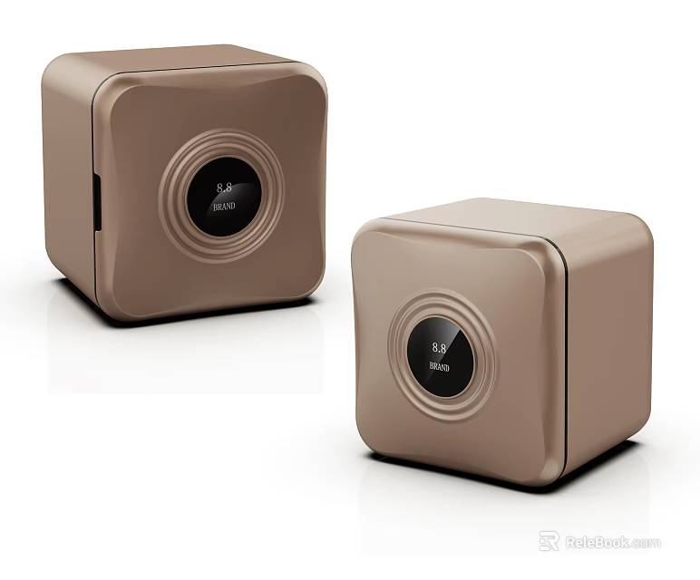 Brown Cube Shaped Refrigerators With Circular Control Panels For Modern Kitchens 3d model