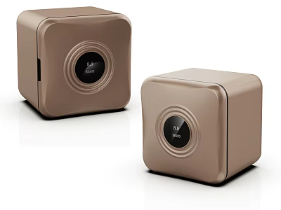 Brown Cube Shaped Refrigerators With Circular Control Panels For Modern Kitchens 3d model
