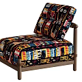Bohemian Ethnic Printed Fabric Single Sofa With Sturdy Solid Wood Frame For Cozy Living Space