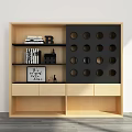 Modern Bookcase With Wooden Shelves Circular Hole Panel And Storage Drawers