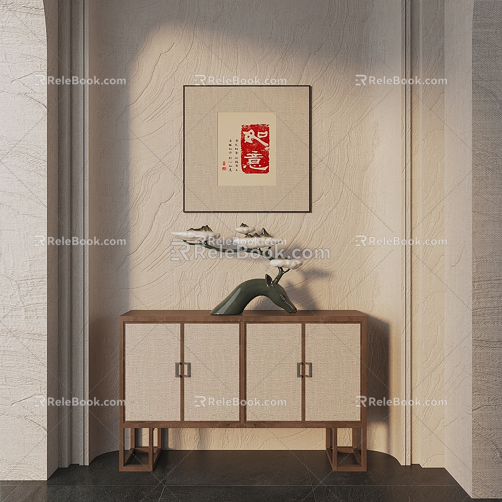 Chinese Style End View Table Porch Side Cabinet model