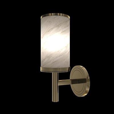 Modern Wall Lamp With Marble Textured Shade And Metal Bracket Design 3d model