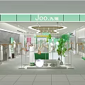 Modern Green Clothing Store Interior With Mannequins Racks And Green Plants