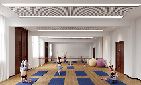 Modern Yoga Room Dance Classroom 3d model