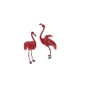 Flying Animals Two Red Flamingos Standing Facing Each Other With Long Legs And Vibrant Feathers