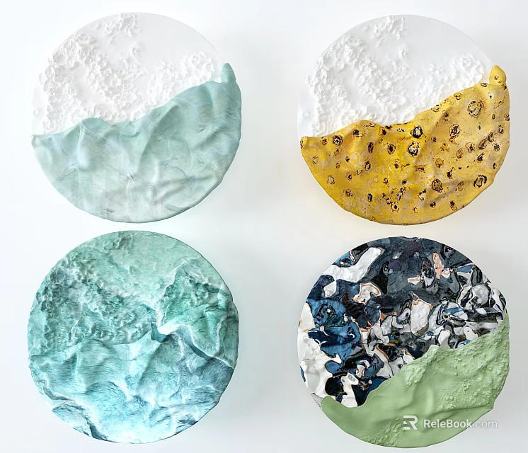 Colorful Circular Textured Wall Decor With Multicolor Abstract Design For Home 3d model 