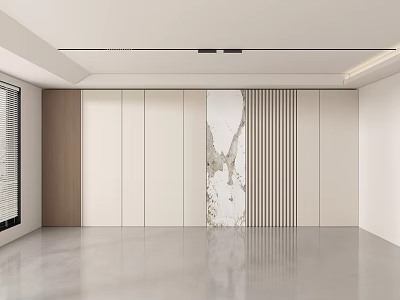 Modern Minimalist Background Wall Design With Marble Pattern And Vertical Stripes 3d model