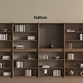 Modern Poliform Modular Bookcase With Open Shelves Books And Decorative Accents