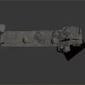 Rocky Structure Model With Wooden Frames And Blue Elements In Stone Formation