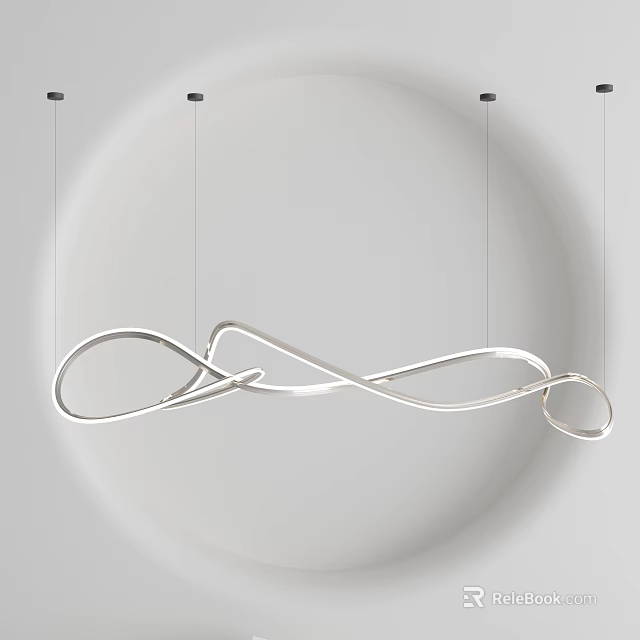 Modern Infinity Loop Design Chandelier With Sleek Metallic Curves For Interior Spaces 3d model 