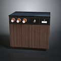 Functional Wooden Cabinet With Dark Countertop Circular Metal Knobs Indicator Icon And Digital 3d model